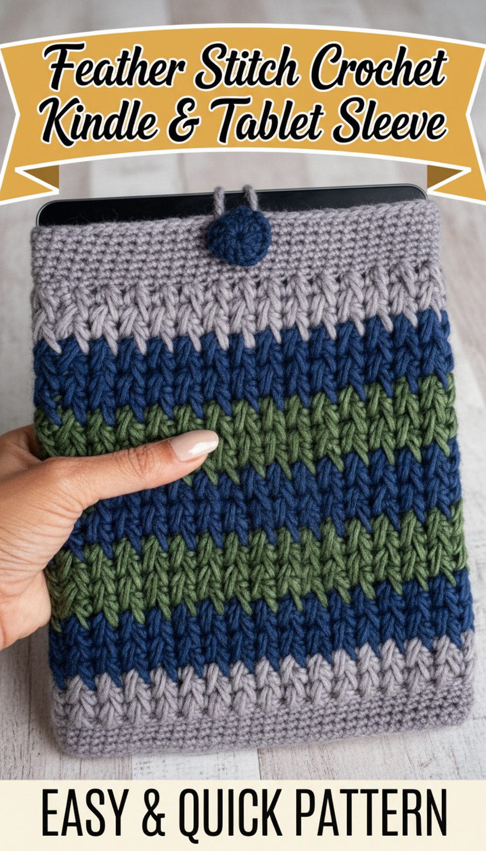 Feather Stitch Crochet Kindle & Tablet Sleeve