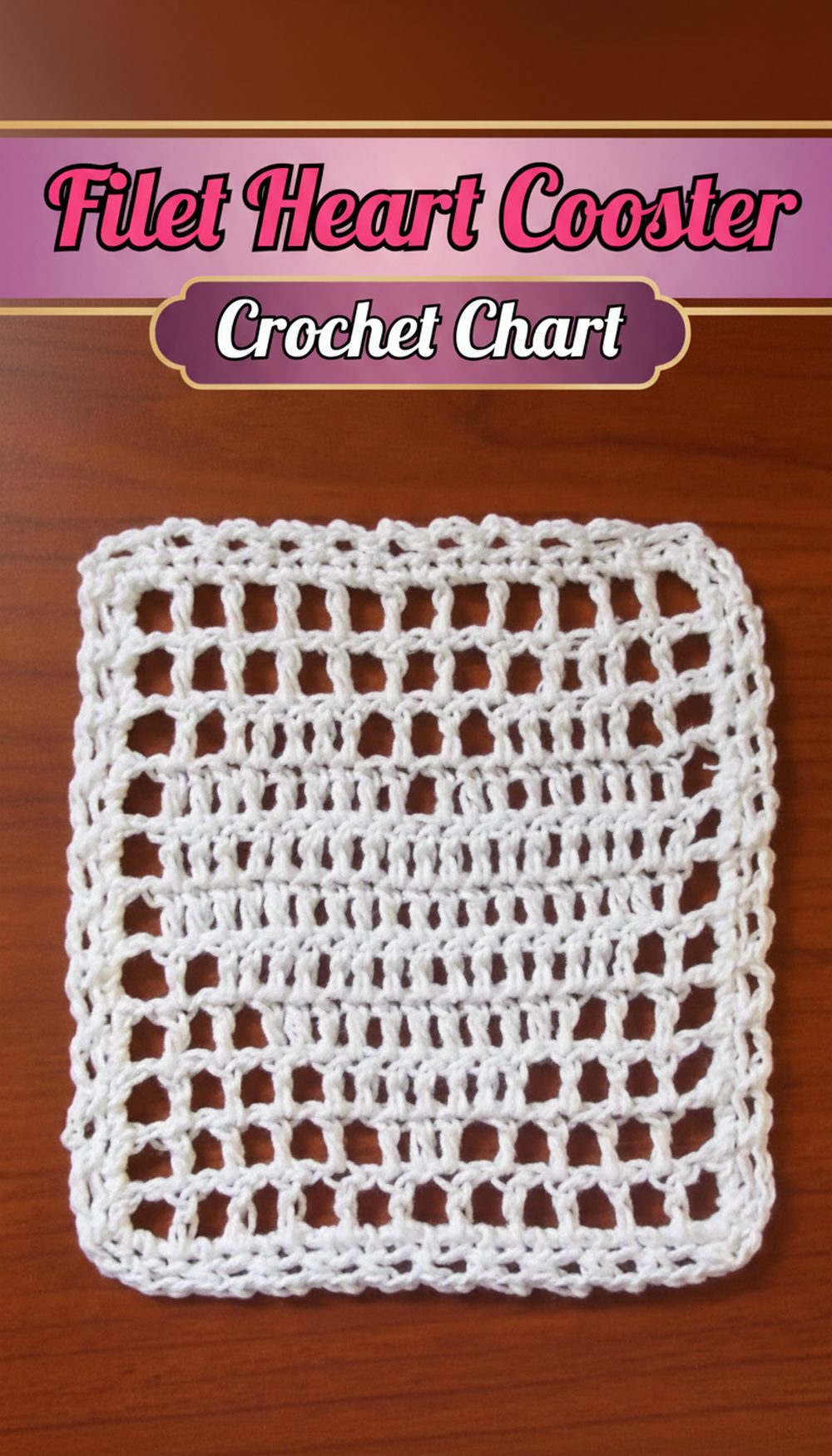 Filet Heart Coaster Crochet Chart