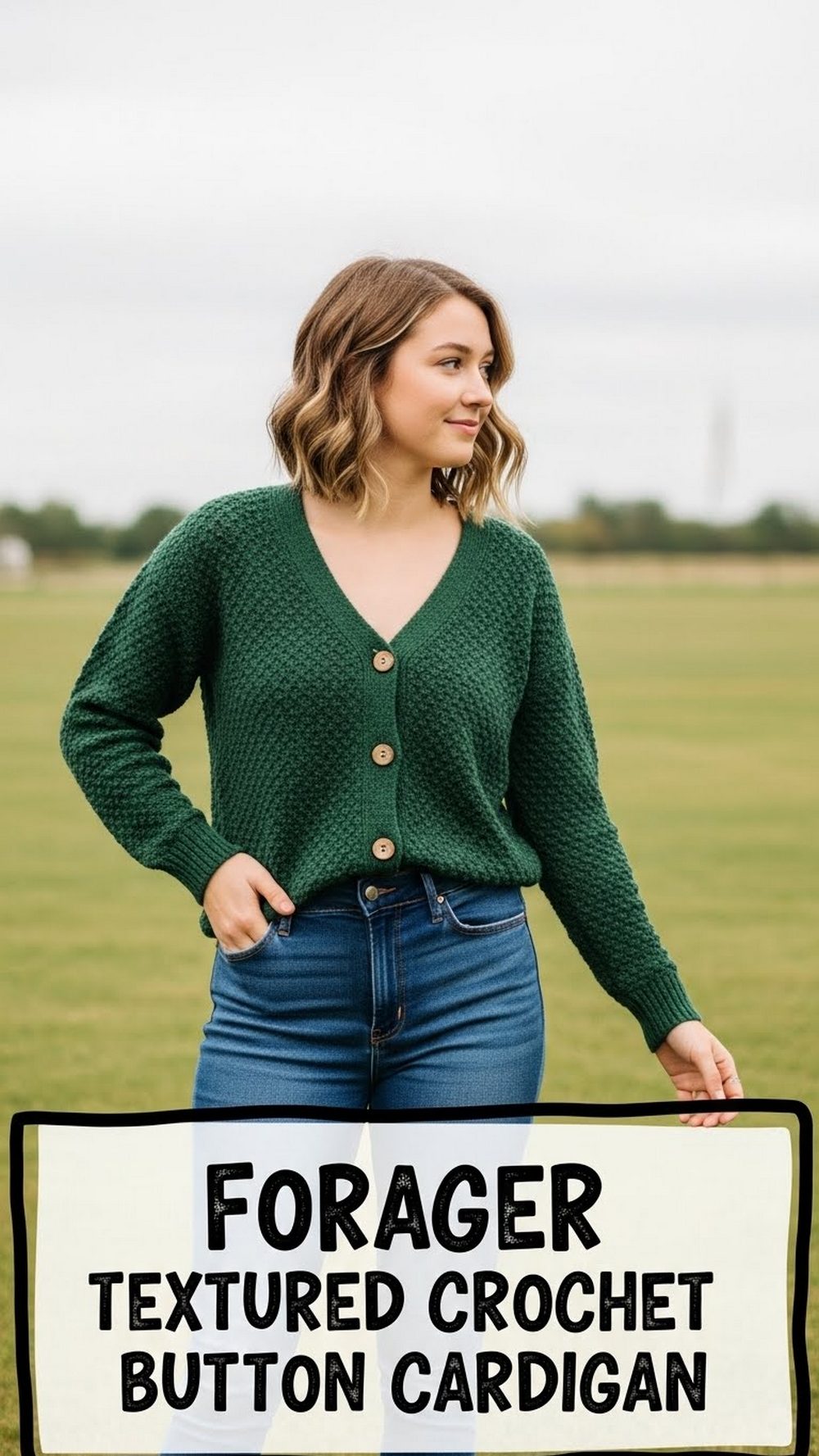 Forager Textured Crochet Button Cardigan
