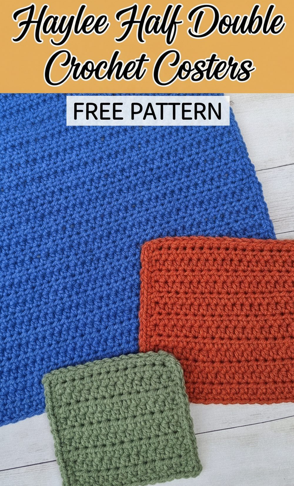 Haylee Half Double Crochet Square Coasters