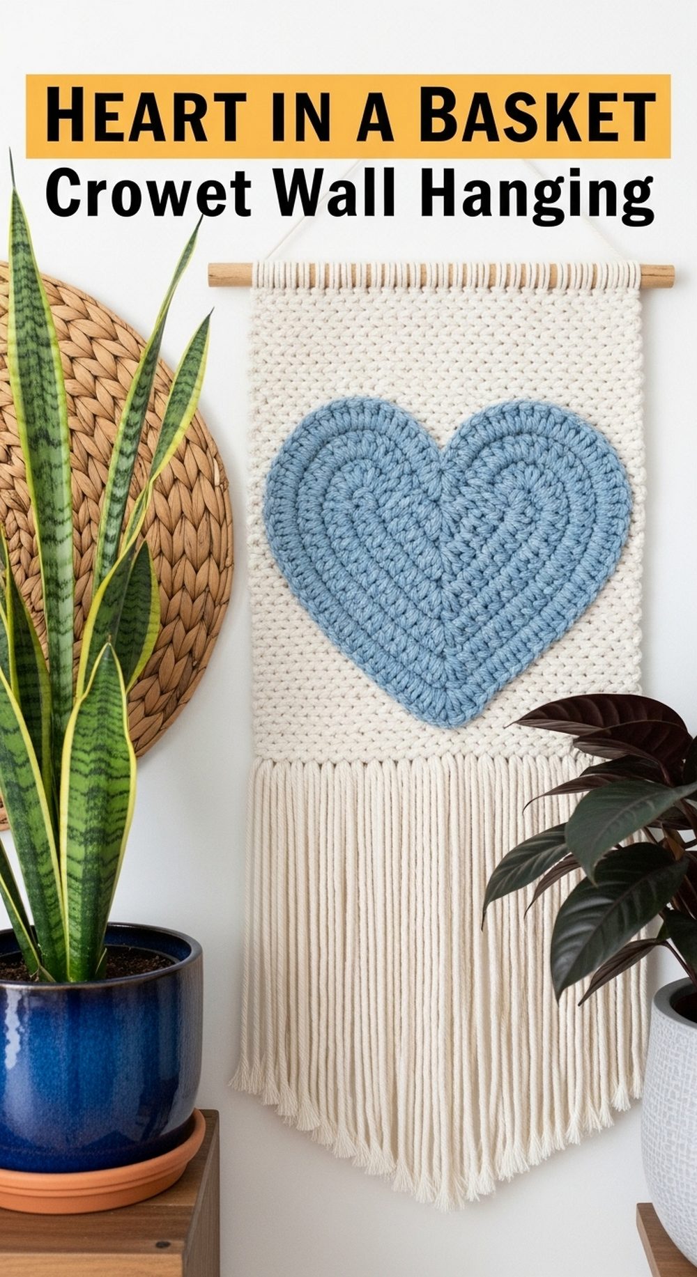 Heart in a Basket Crochet Wall Hanging