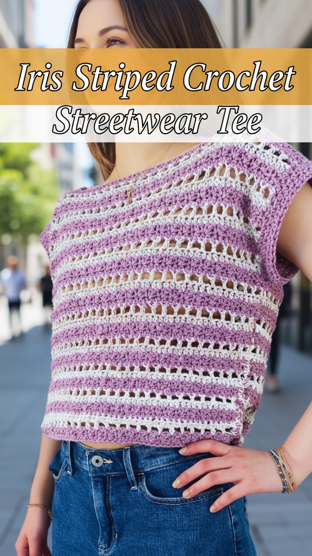 Iris Striped Crochet Streetwear Tee