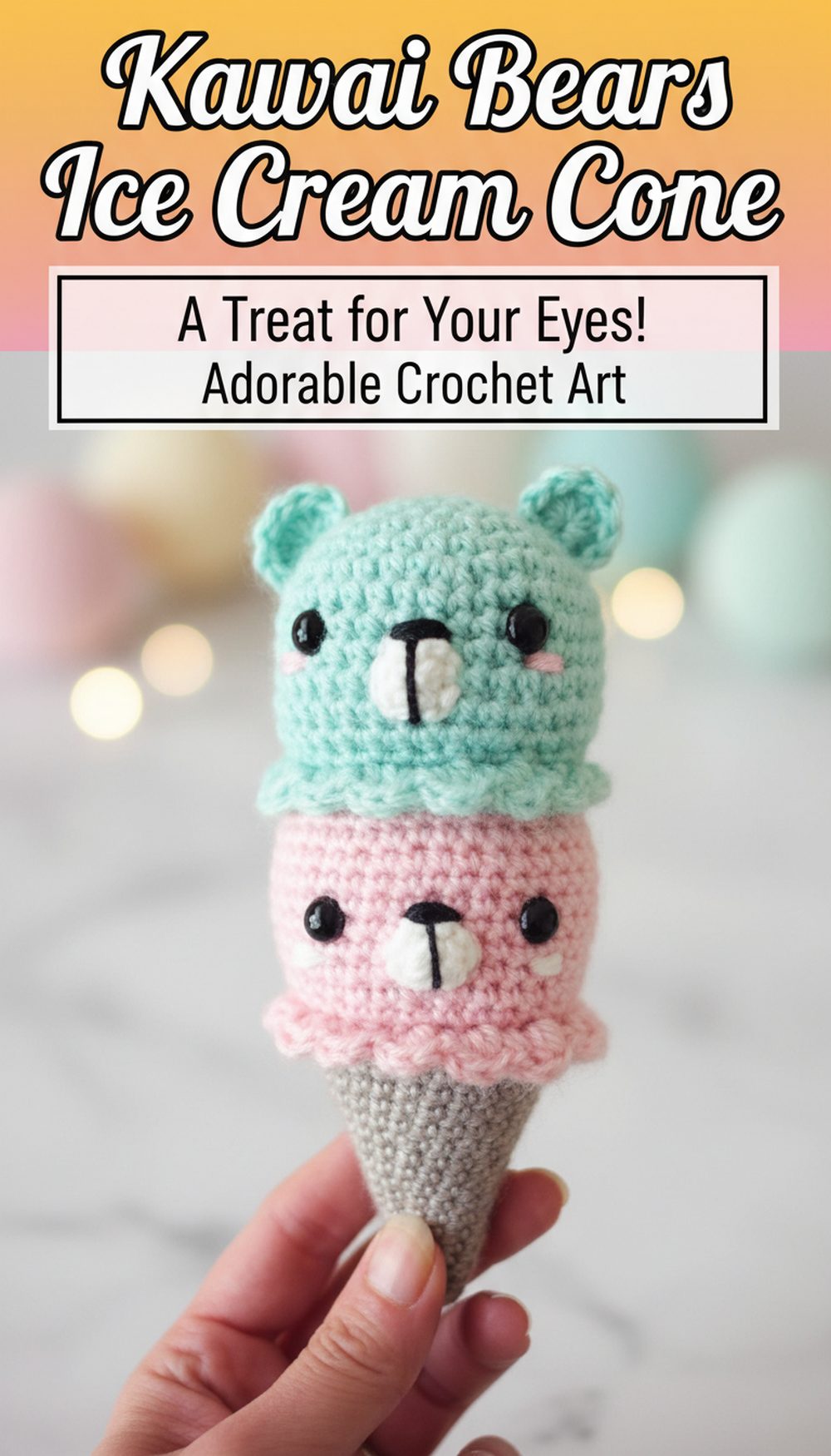 Kawaii Bears Ice Cream Cone