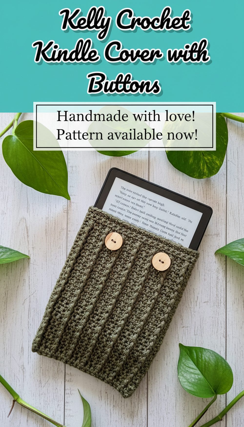 Kelly Crochet Kindle Cover with Buttons
