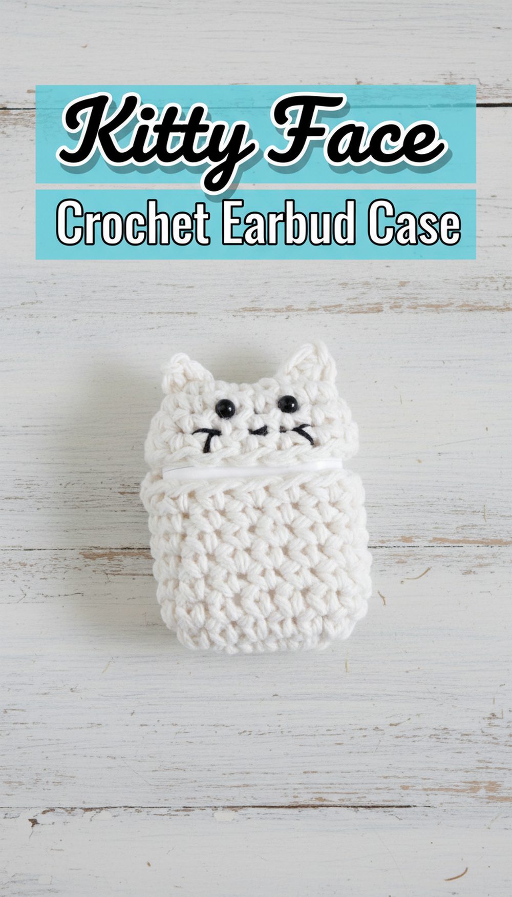 Kitty Face Crochet Earbud Case
