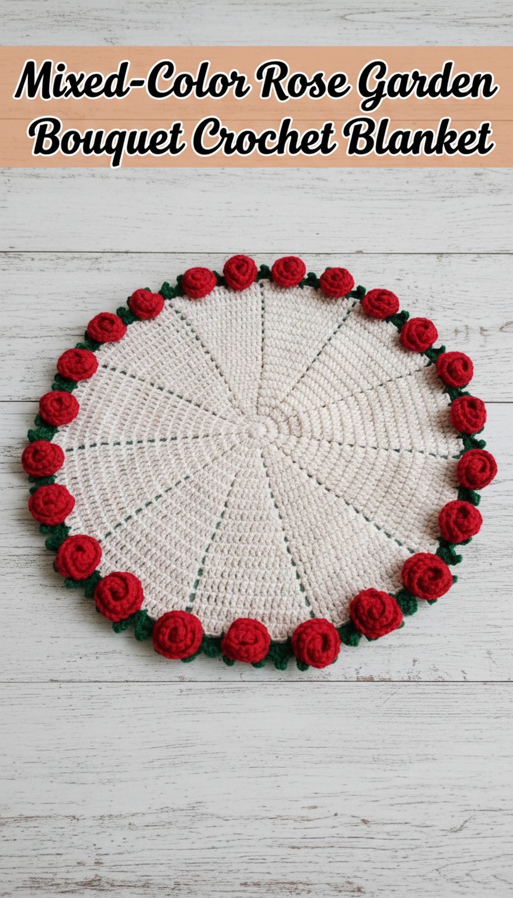 Mixed-Color Rose Garden Bouquet Crochet Blanket