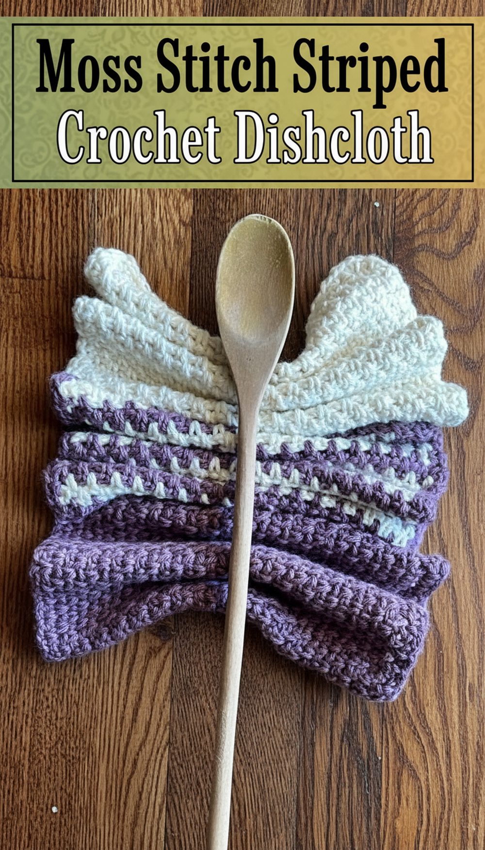 Moss Stitch Striped Crochet Dishcloth