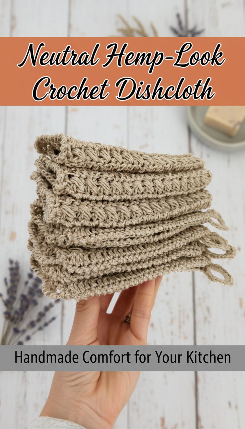 Neutral Hemp-Look Crochet Dishcloth