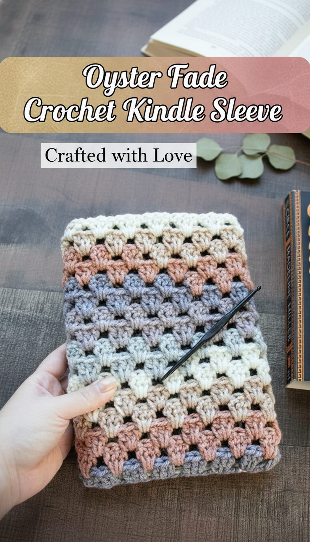 Oyster Fade Crochet Kindle Sleeve