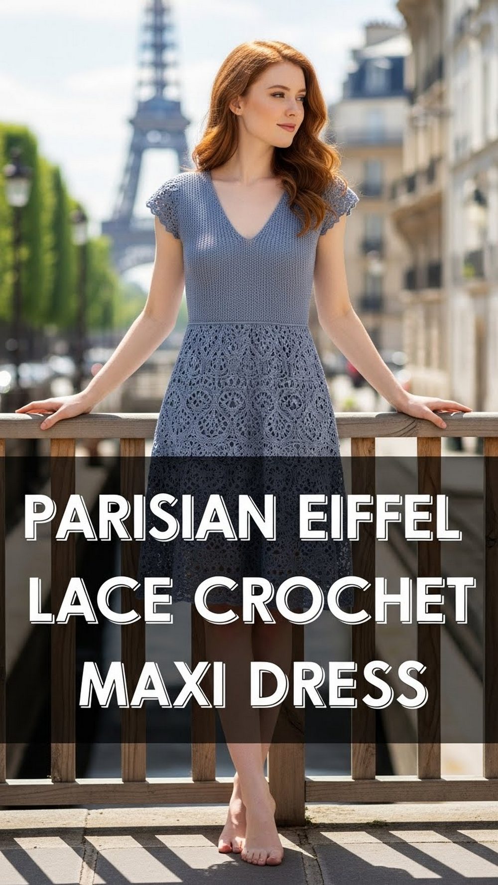 Parisian Eiffel Lace Crochet Maxi Dress