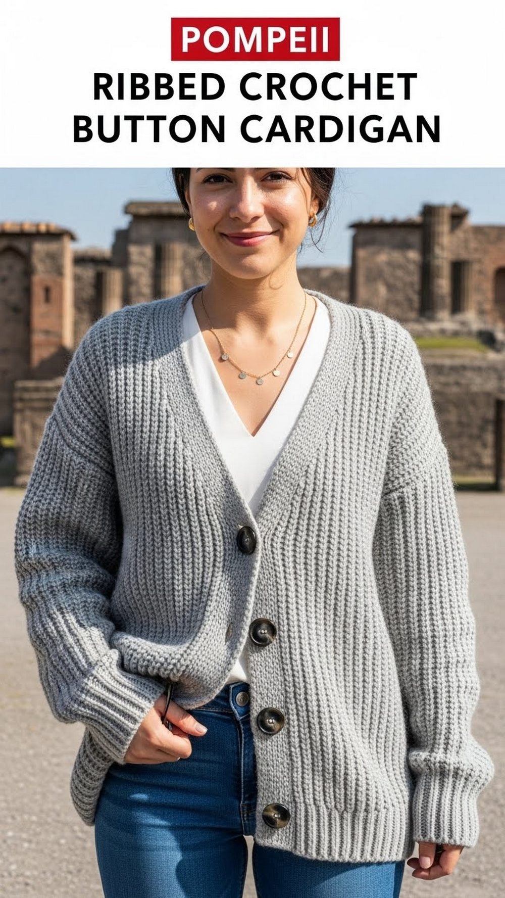 Pompeii Ribbed Crochet Button Cardigan