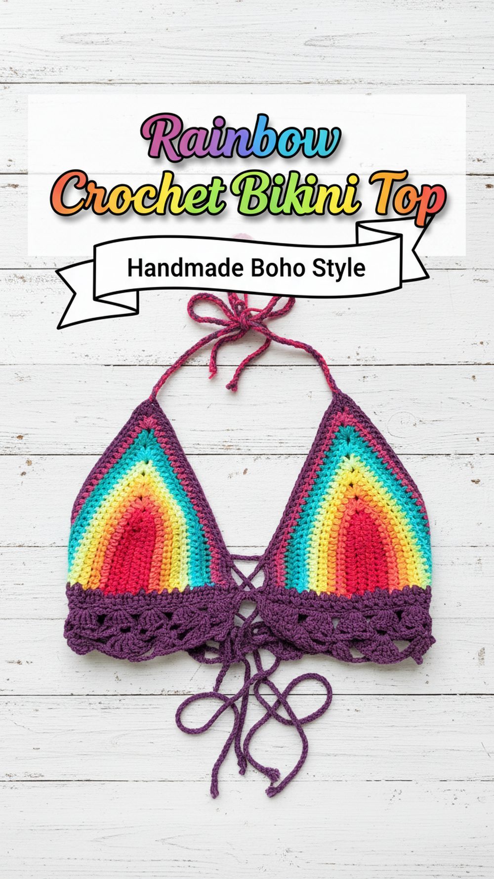 Rainbow Crochet Bikini Top