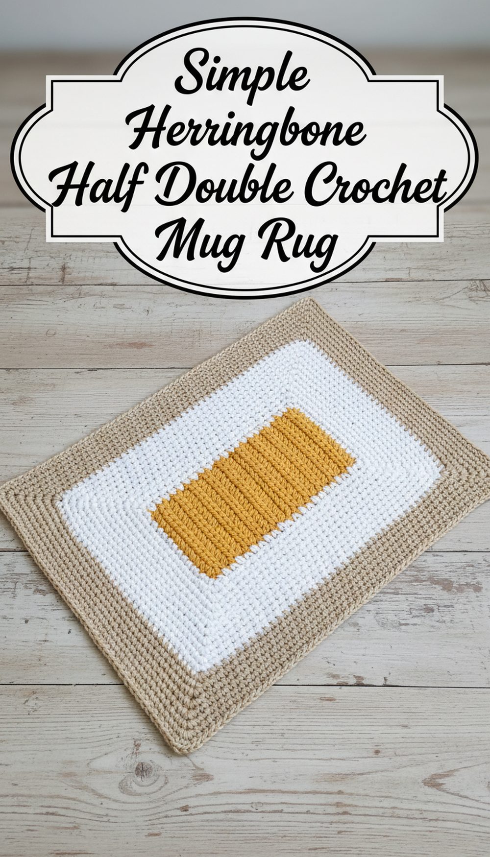 Simple Herringbone Half Double Crochet Mug Rug