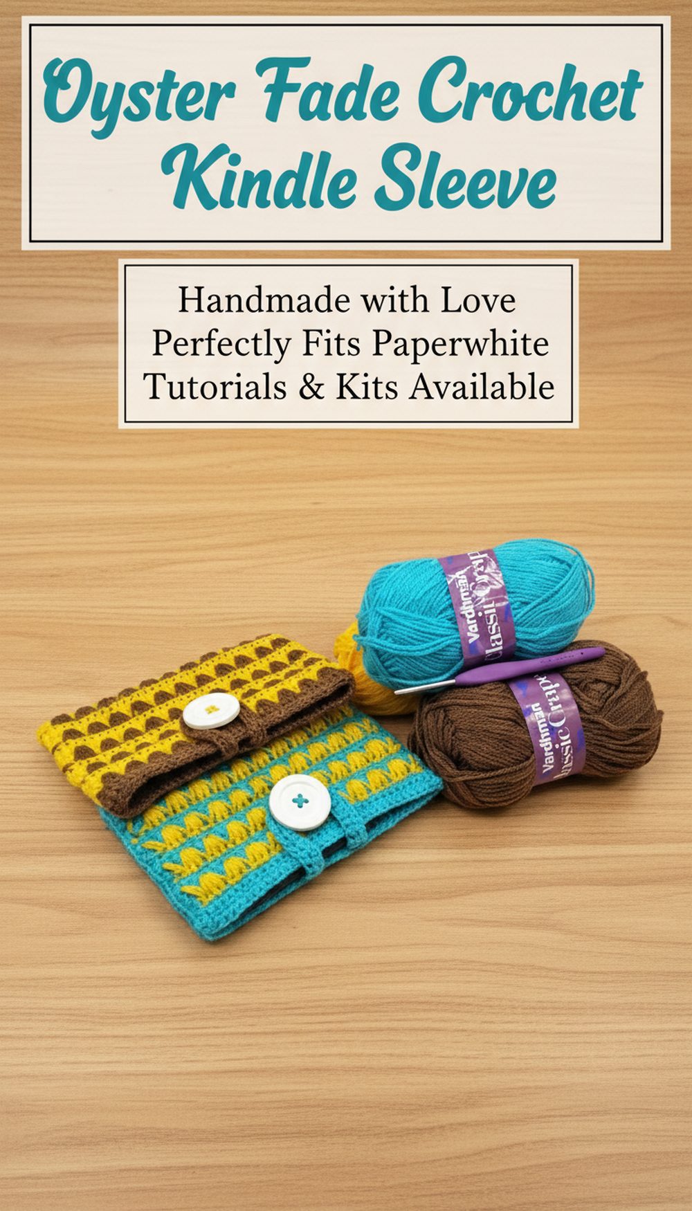 Spike Stitch Two-Tone Crochet Kindle Cover