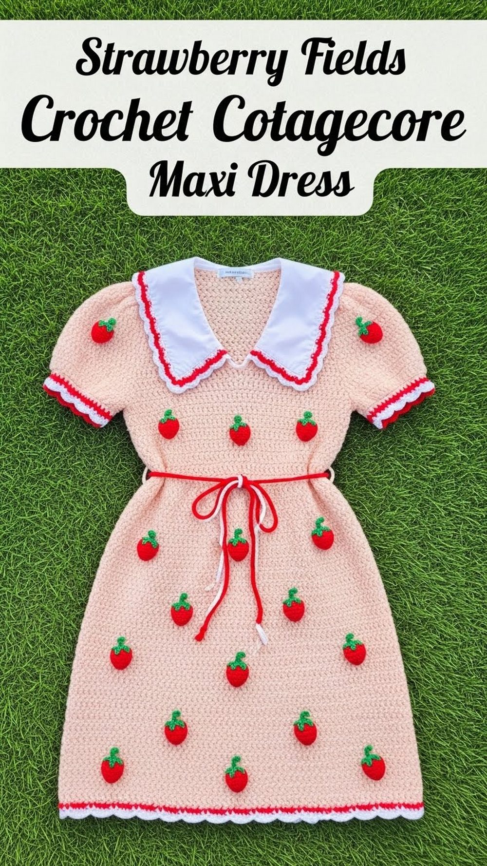 Strawberry Fields Crochet Cottagecore Maxi Dress