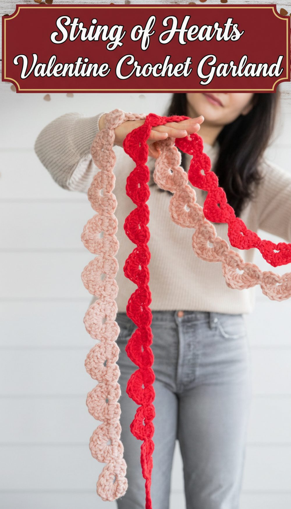 String of Hearts Valentine Crochet Garland
