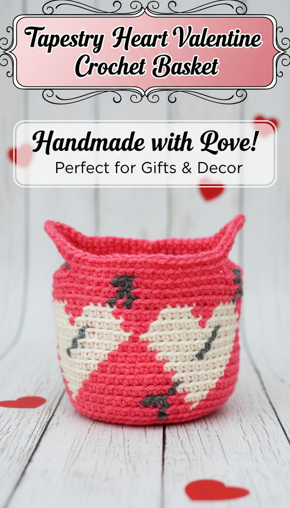 Tapestry Heart Valentine Crochet Basket