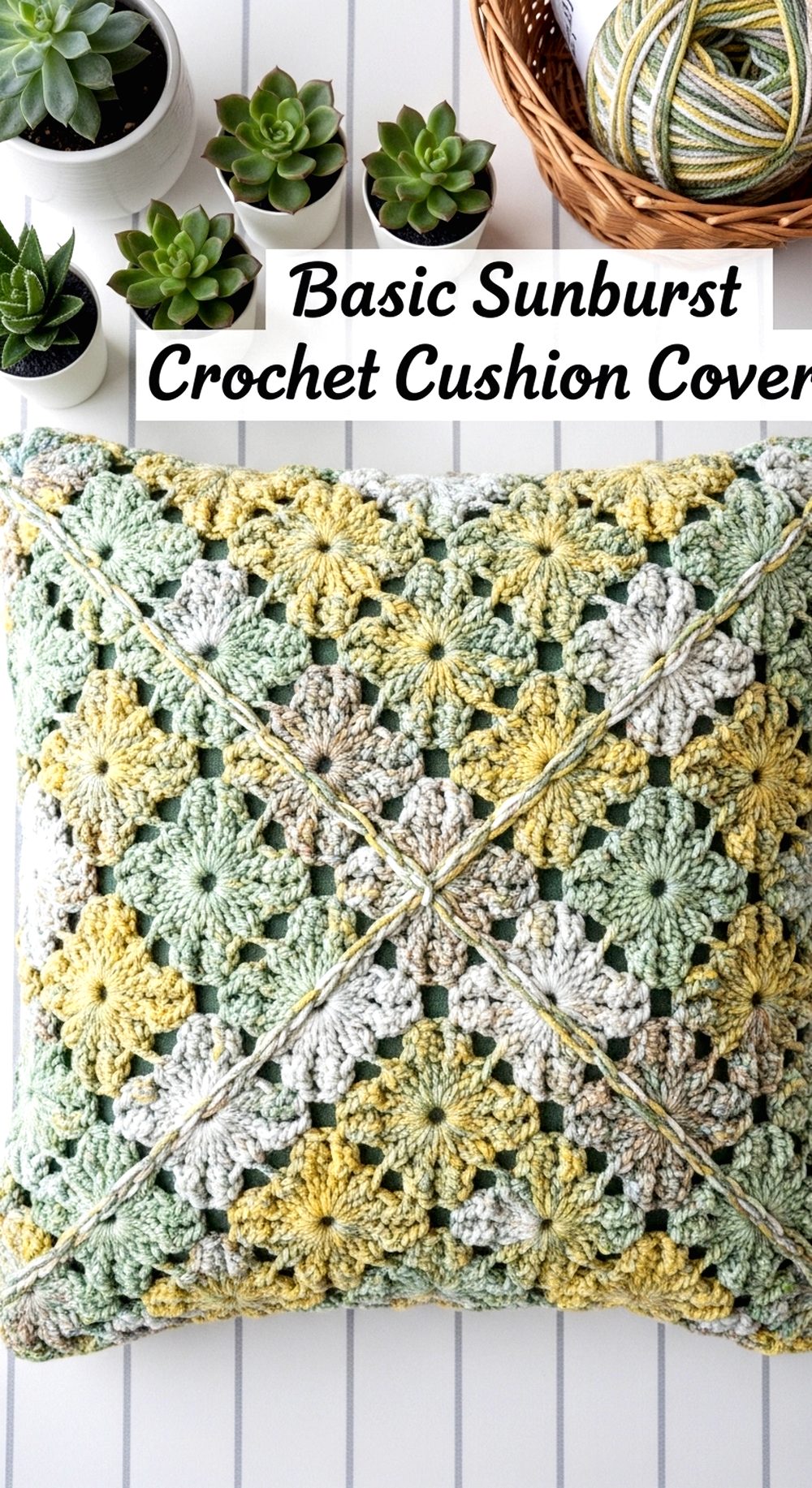 Basic Sunburst Crochet Cushion Cover