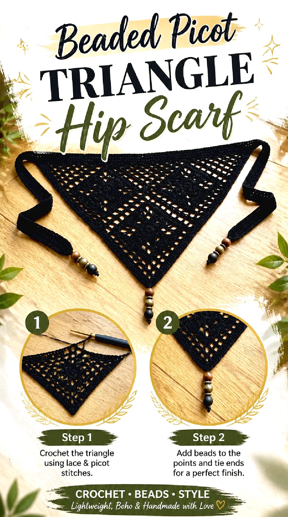 Beaded Picot Triangle Hip Scarf