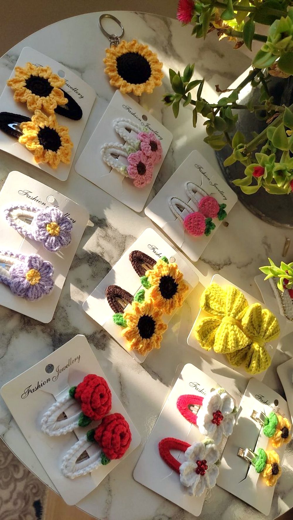 Beautiful Crochet Floral Hair Clip Set
