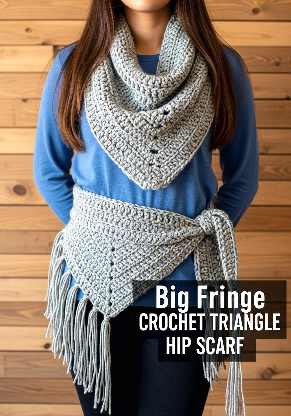 Big Fringe Crochet Triangle Hip Scarf