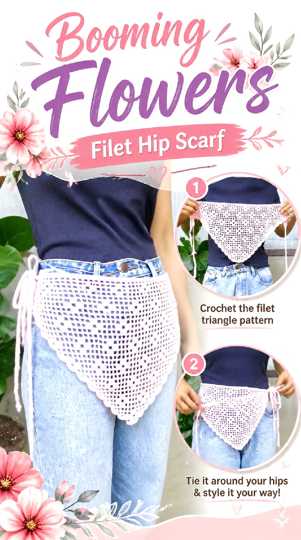 Booming Flowers Filet Hip Scarf