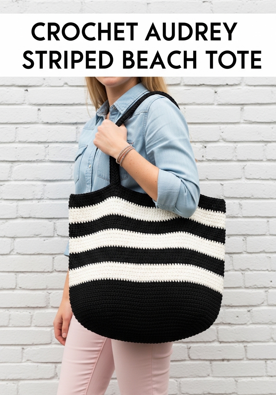 Crochet Audrey Striped Beach Tote