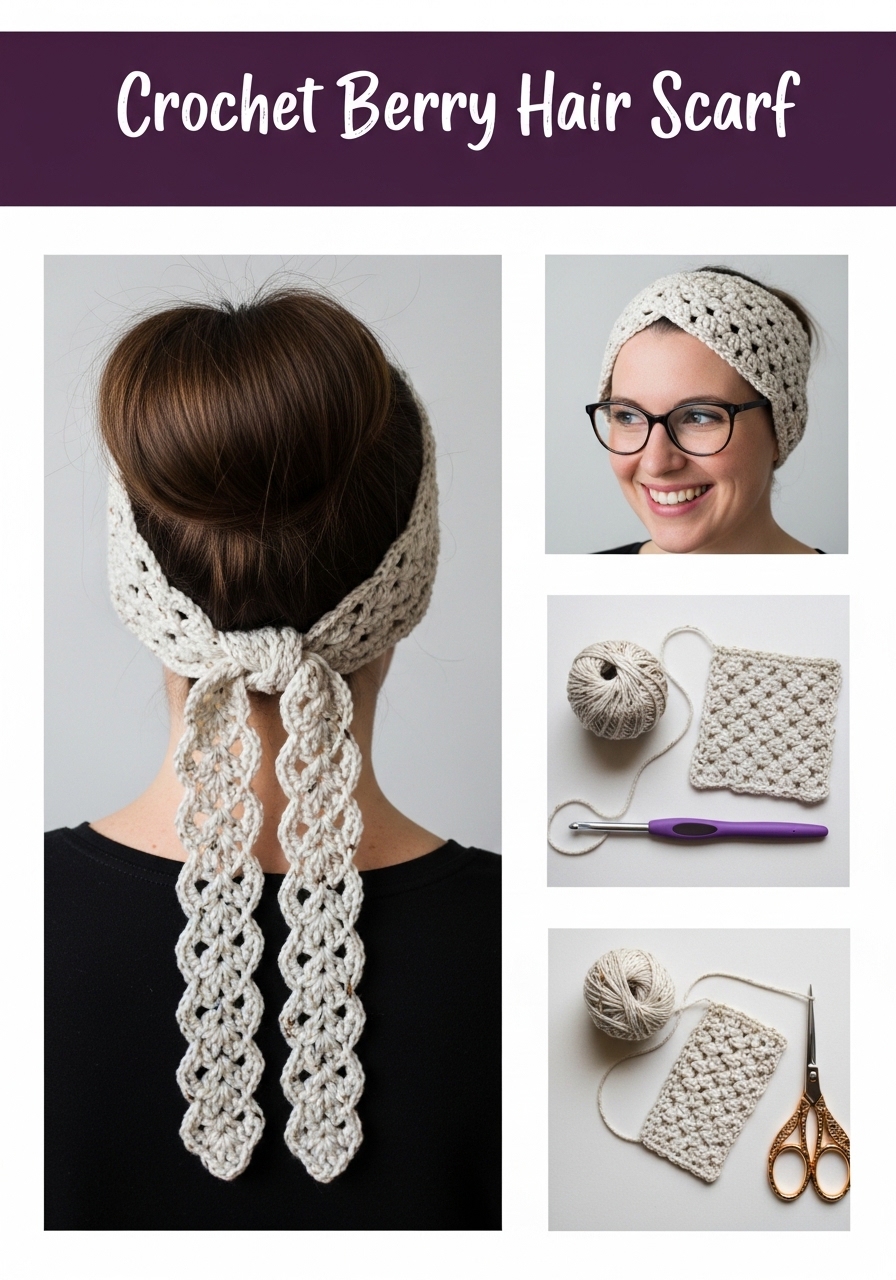 Crochet Berry Hair Scarf