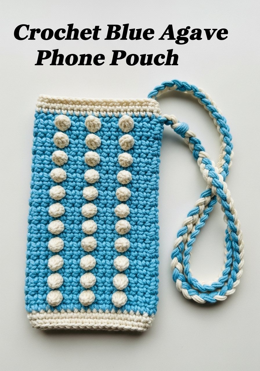 Crochet Blue Agave Phone Pouch
