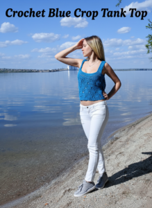 Crochet Blue Crop Tank Top