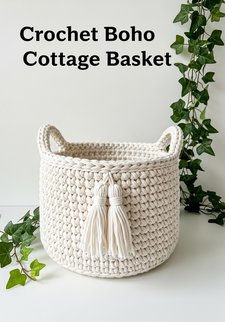 Crochet Boho Cottage Basket