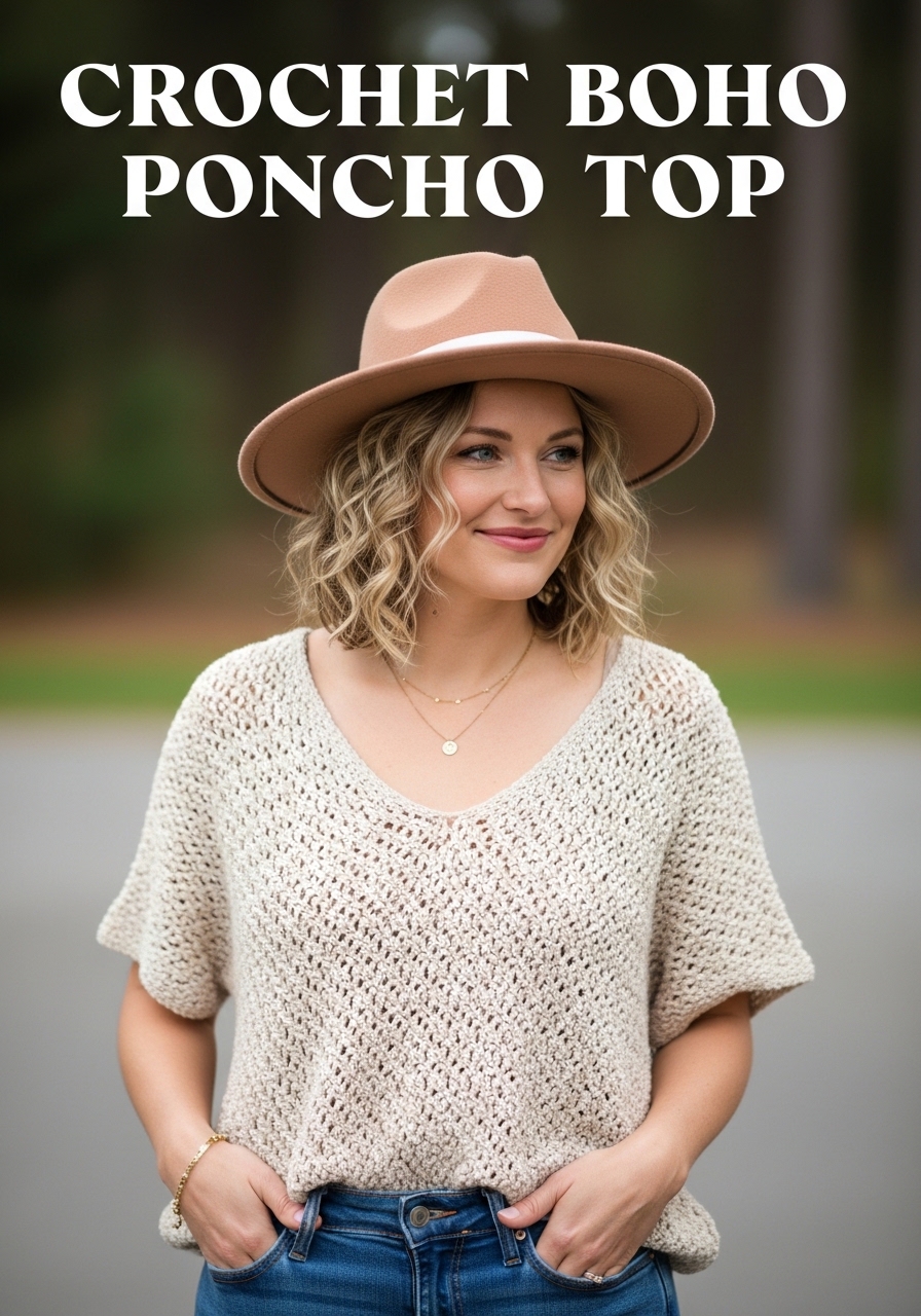 Crochet Boho Poncho Top