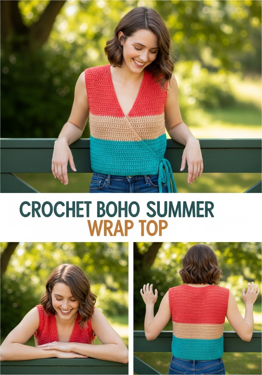 Crochet Boho Summer Wrap Top