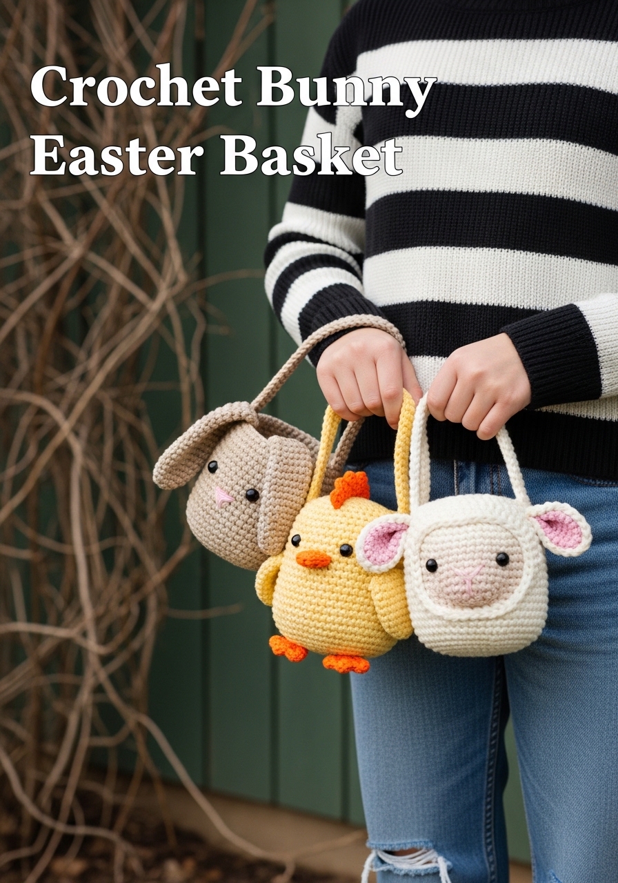 Crochet Bunny Easter Basket