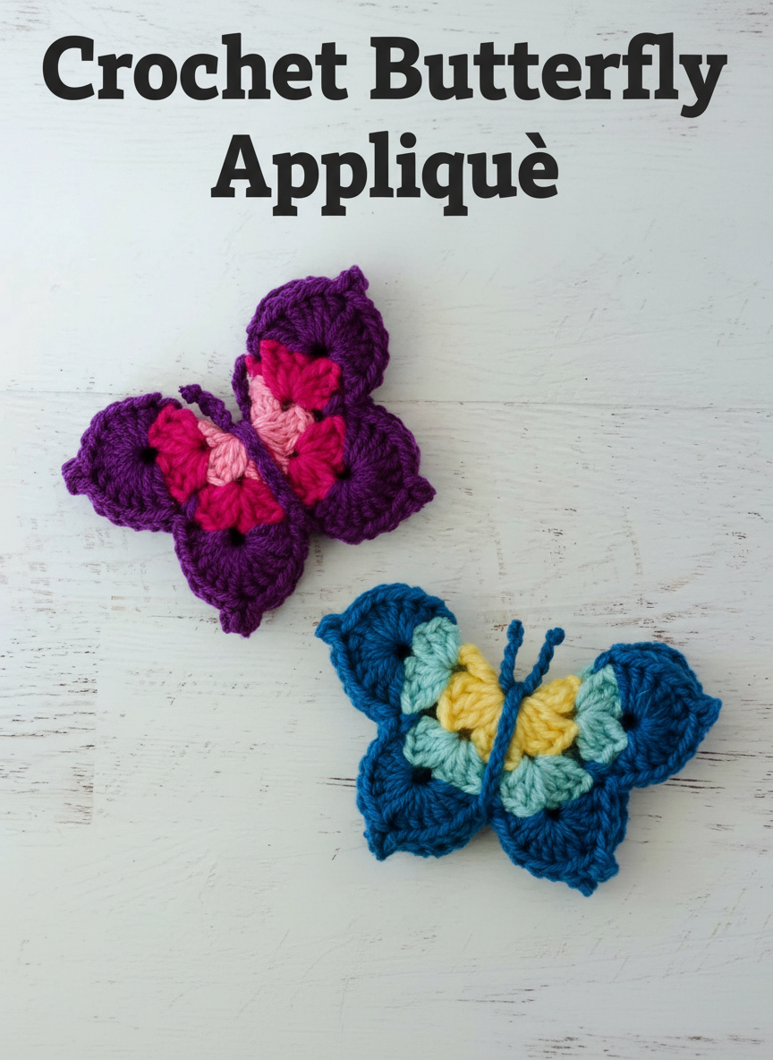 Crochet Butterfly Appliqué