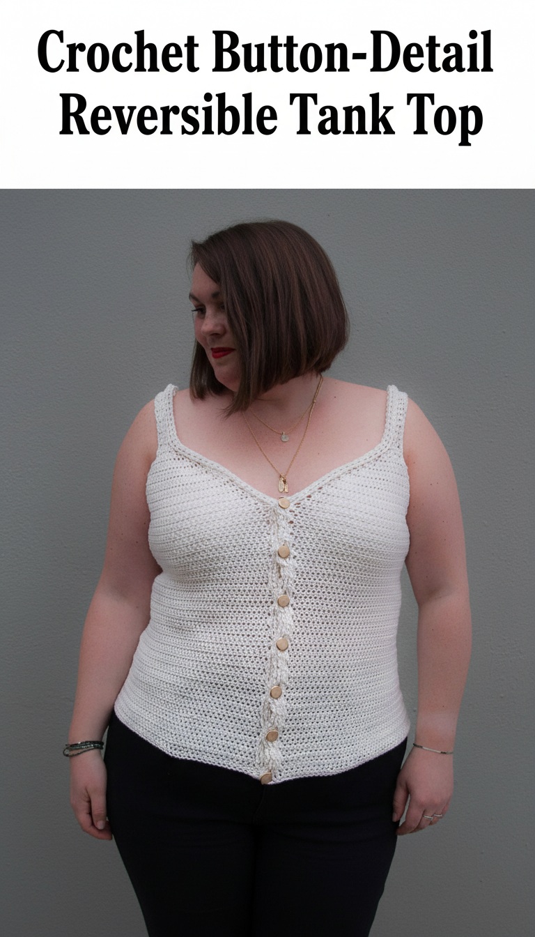 Crochet Button-Detail Reversible Tank Top