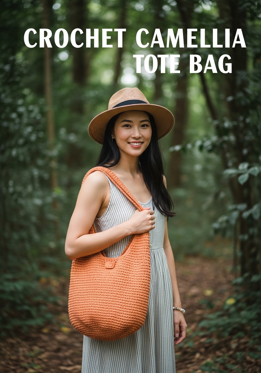 Crochet Camellia Tote Bag