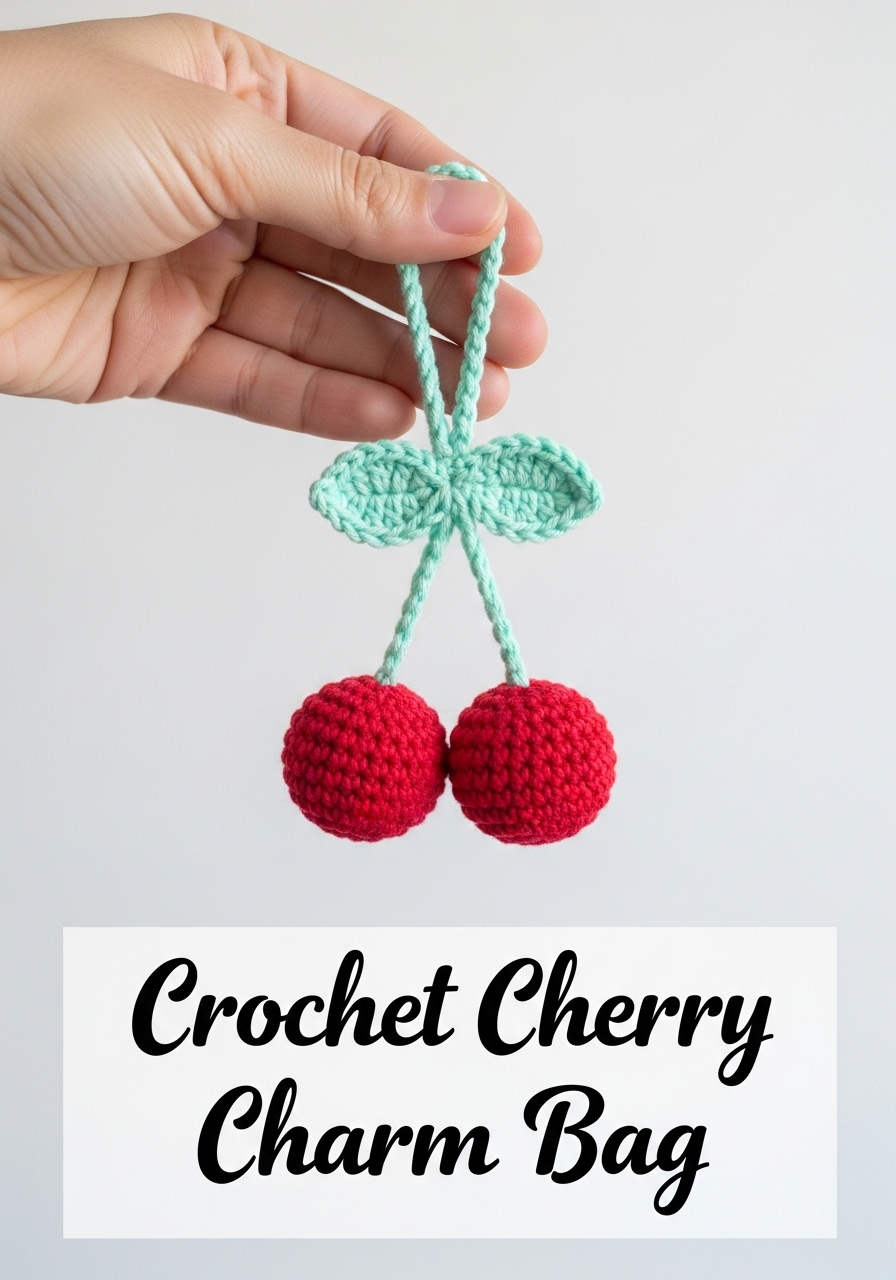 Crochet Cherry Charm Bag