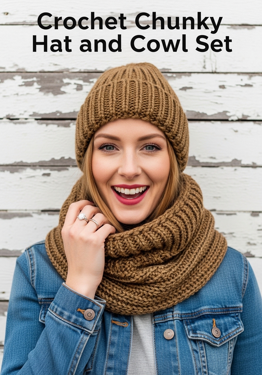 Crochet Chunky Hat and Cowl Set