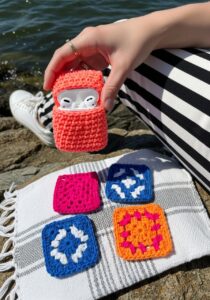 Crochet Coral and Neon Pink AirPods Case