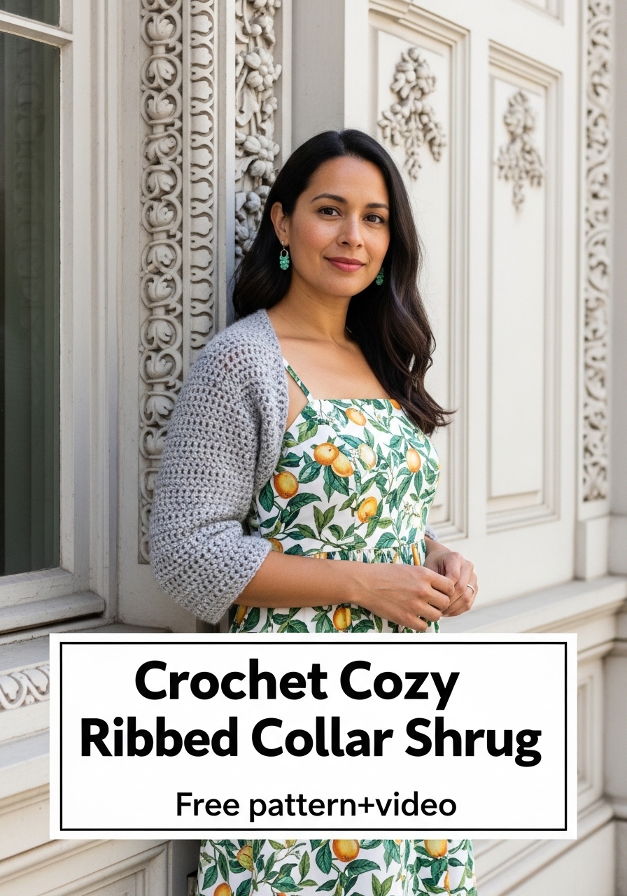 Crochet Cozy Ribbed Collar Shrug