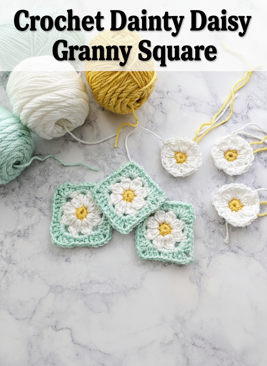 Crochet Dainty Daisy Granny Square