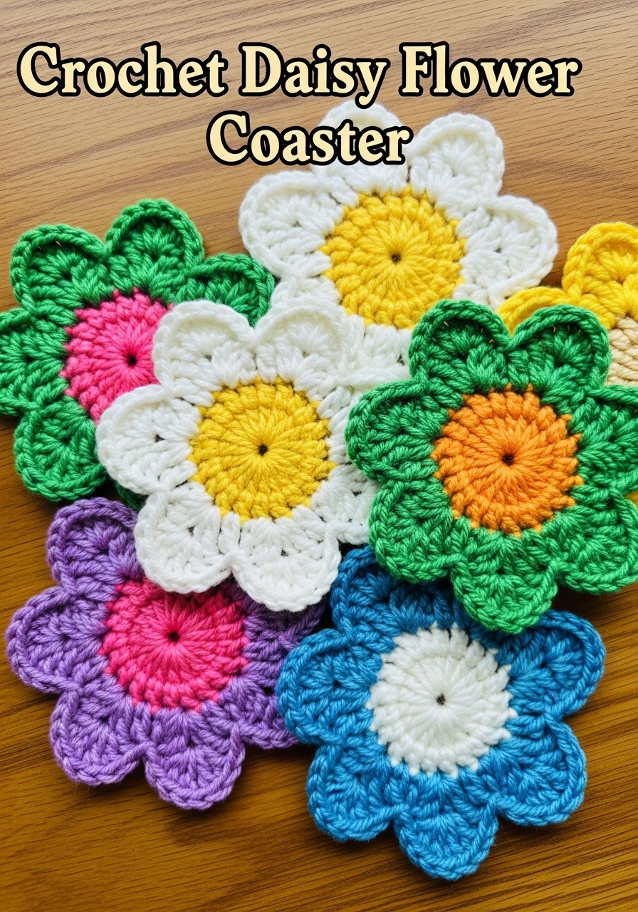 Crochet Daisy Flower Coaster