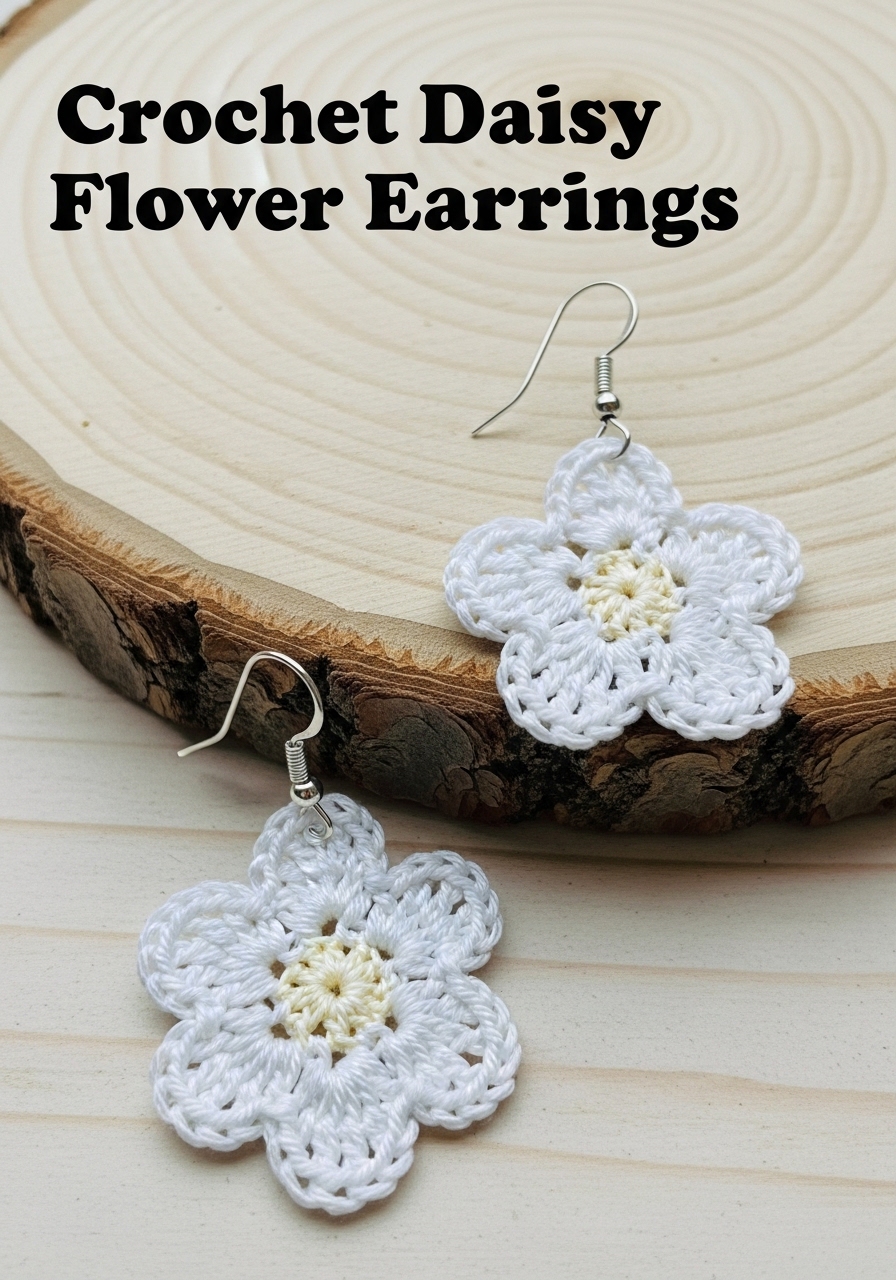 Crochet Daisy Flower Earrings