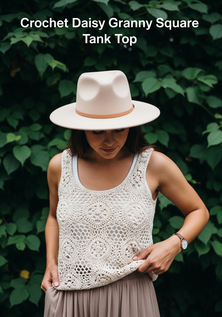 Crochet Daisy Granny Square Tank Top