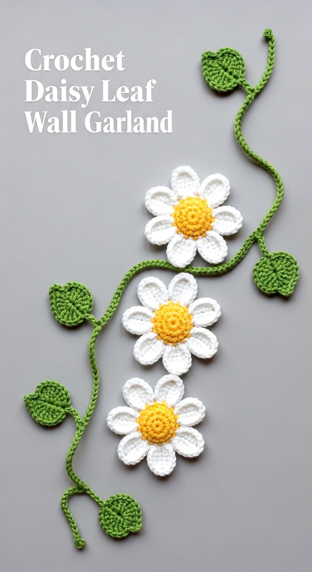 Crochet Daisy Leaf Wall Garland