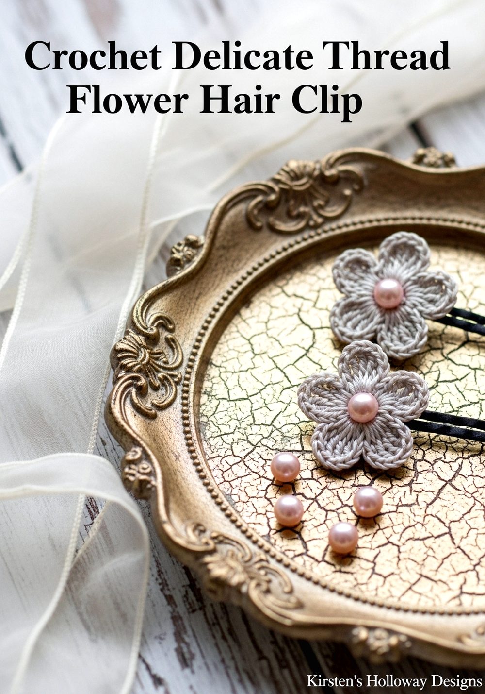 Crochet Delicate Thread Flower Hair Clip