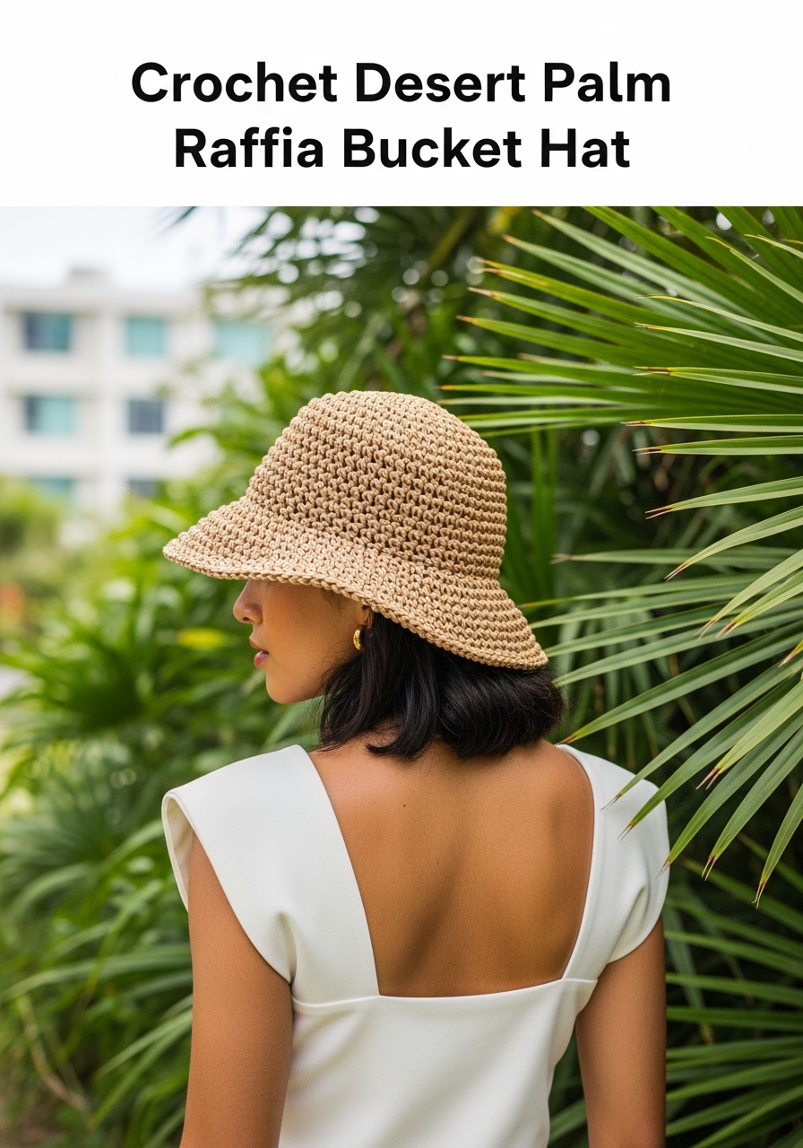 Crochet Desert Palm Raffia Bucket Hat