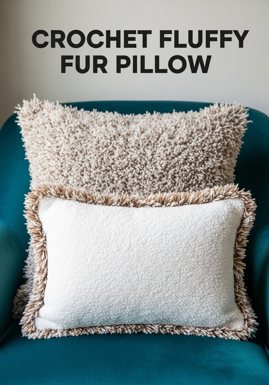 Crochet Fluffy Fur Pillow