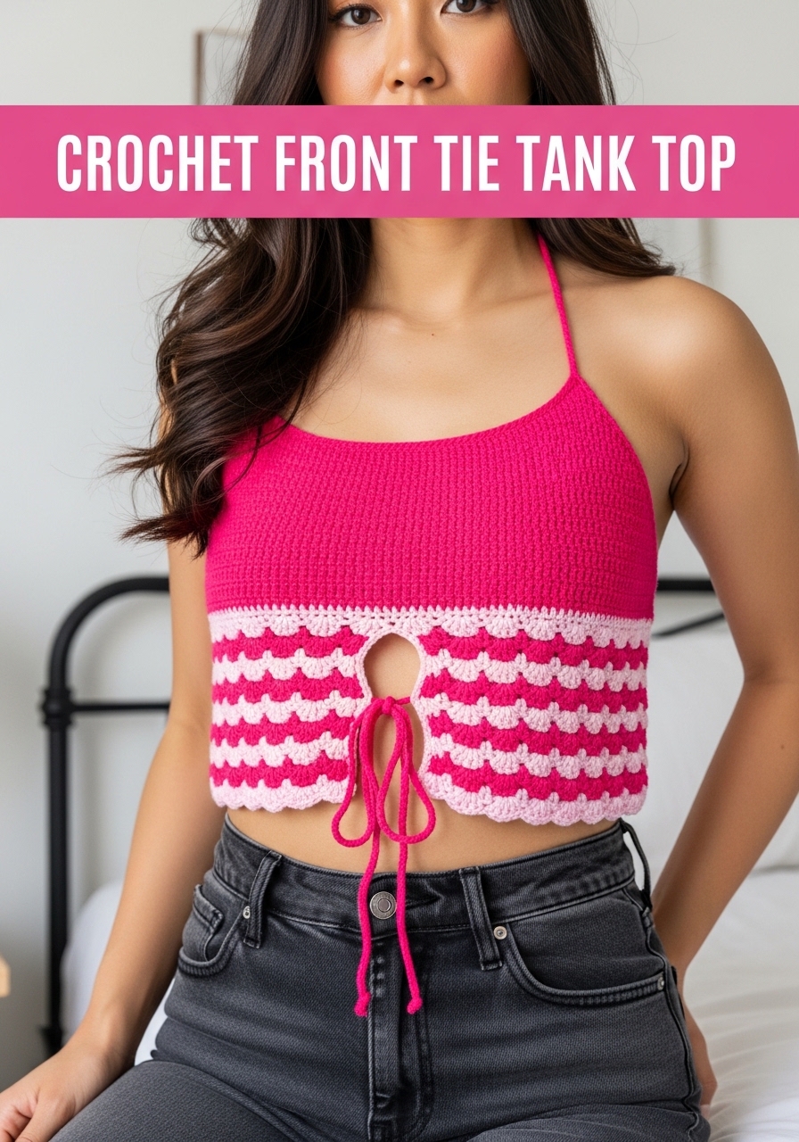 Crochet Front Tie Tank Top